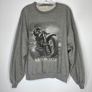 Vintage American Tradition Motorcycle Road Hog Feel The Power Gray Sweatshirt